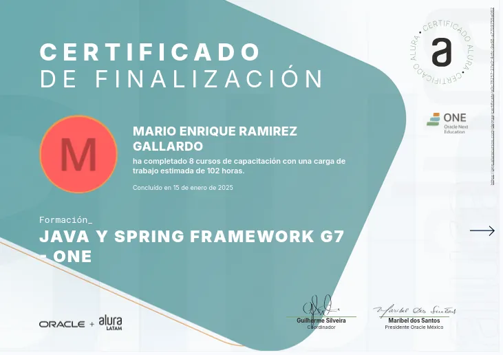 Formación Java y Spring Framework G7 - ONE