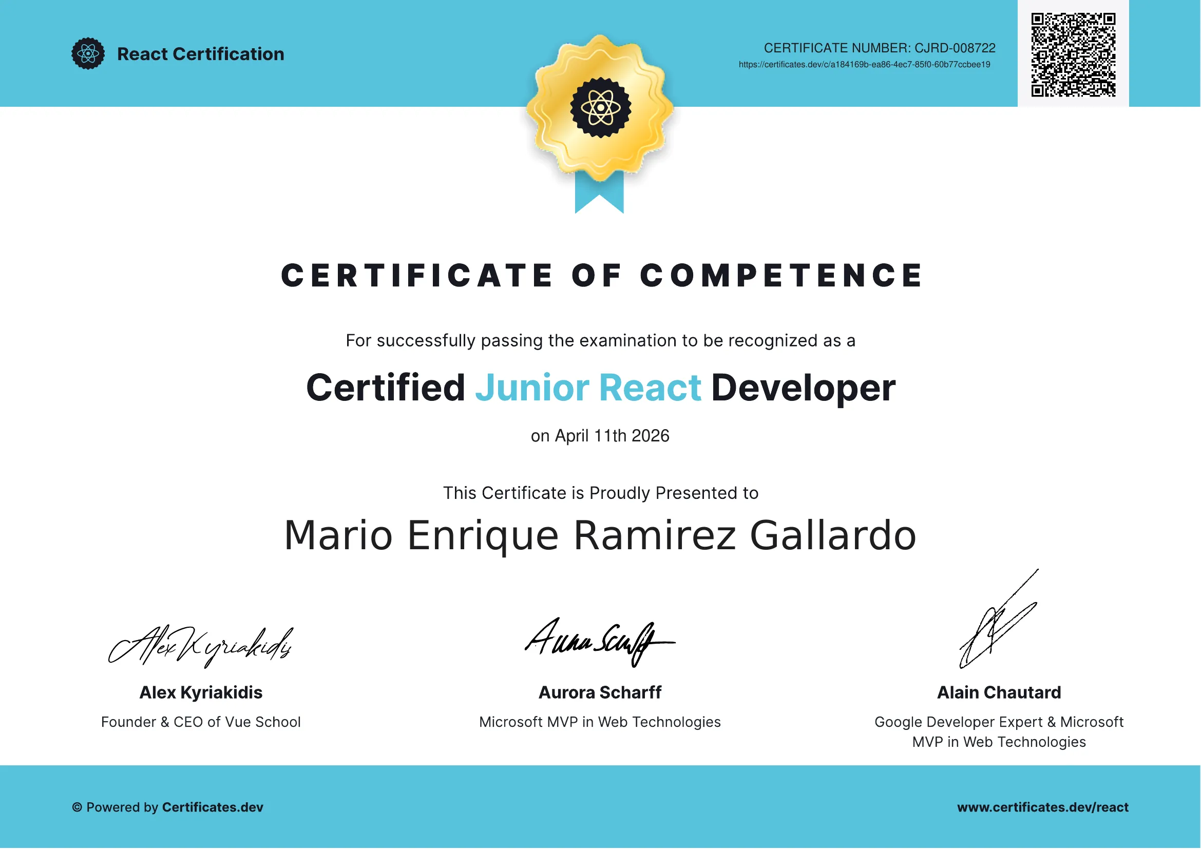 Certificado de React